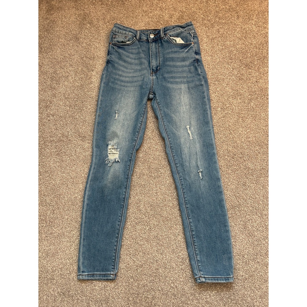 Simple Society Skinny Jeans Womens 5/27 Blue Excellent Distressed High Rise